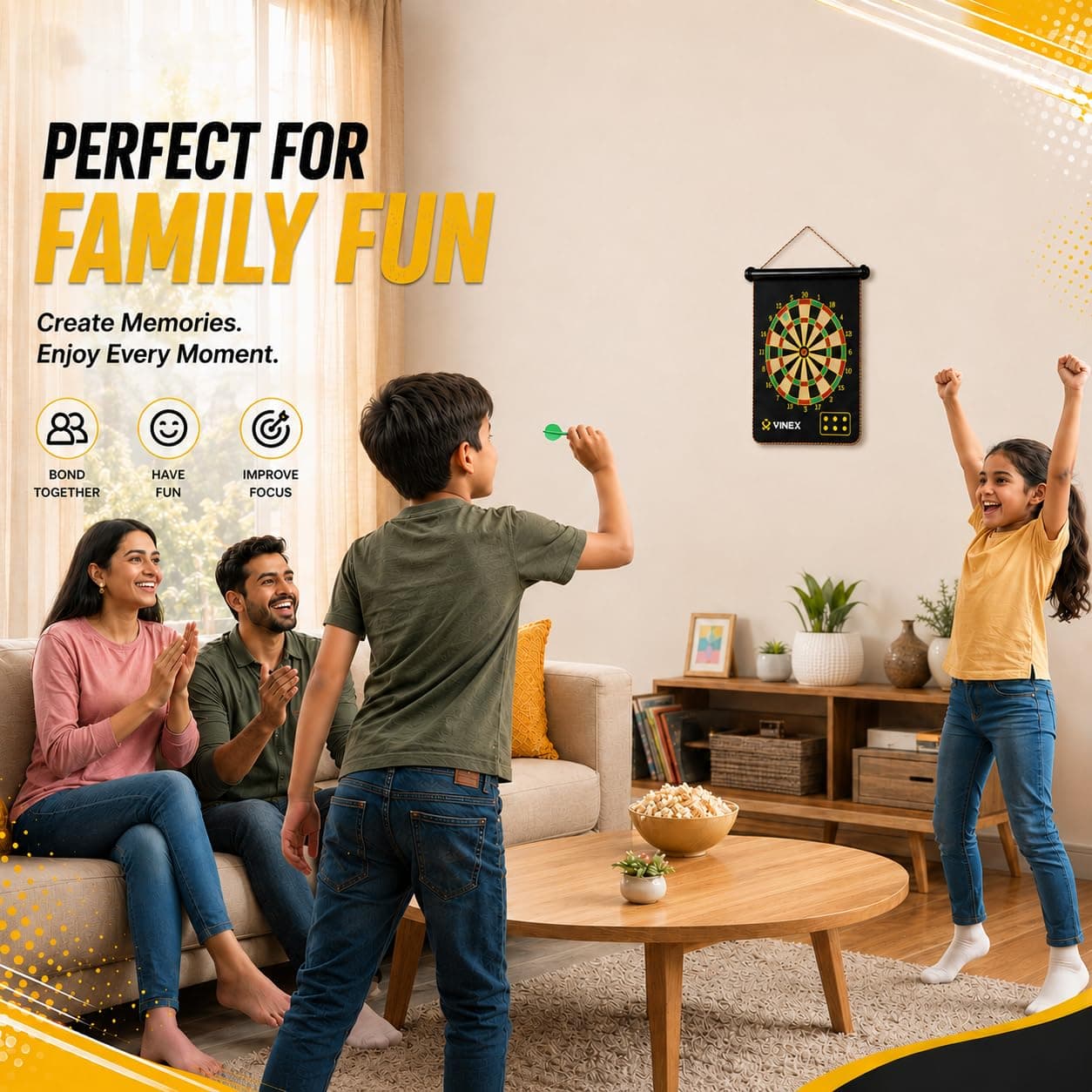 Kidoyz 17 inch Magnetic Roll-Up Dart Board Set with 6 Darts — view 8