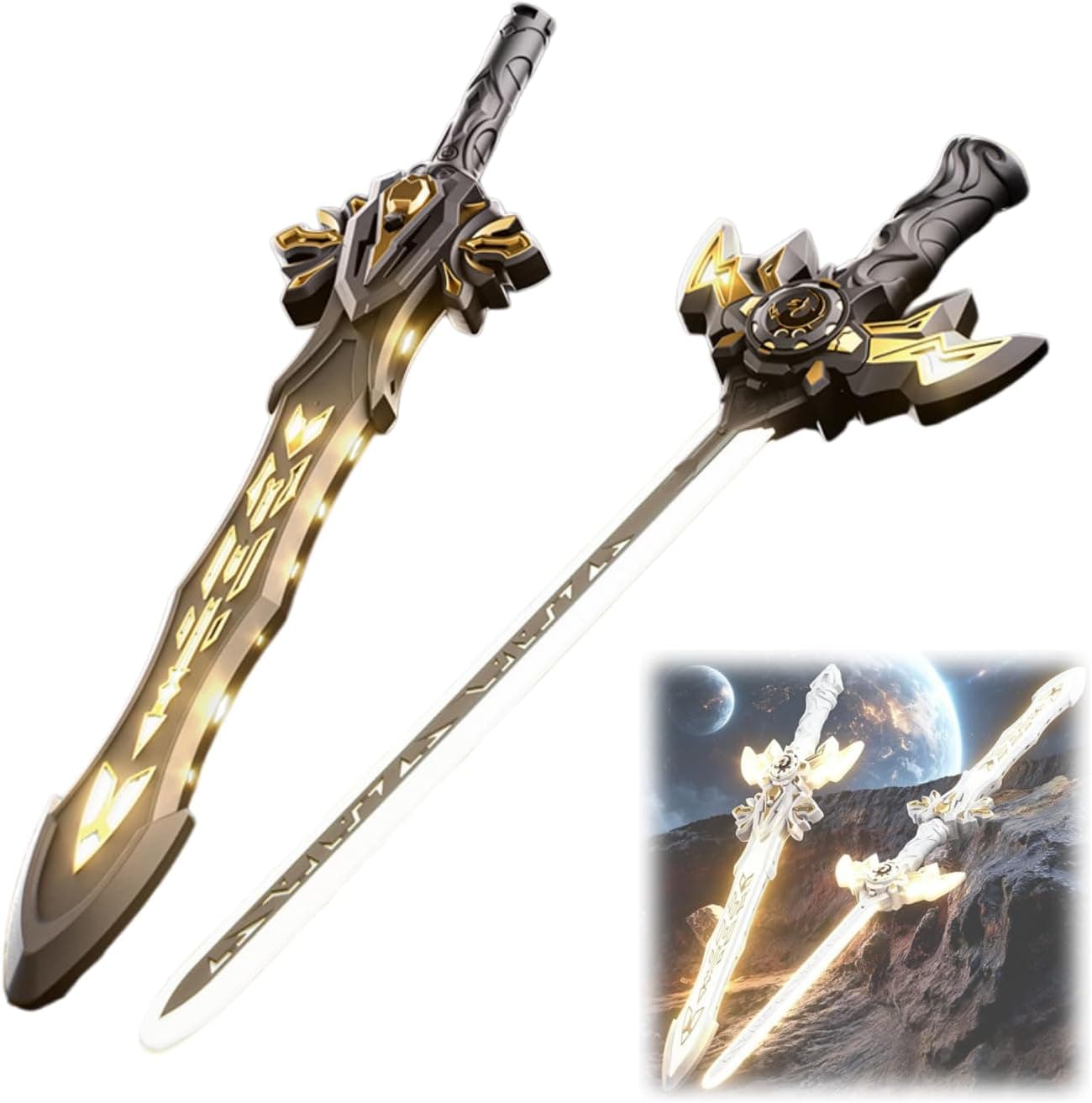 EMPEROR LASER TALWAR – 2-in-1 Split Dual Sword Lightsaber Toy with LED Lights | Type-C Rechargeable