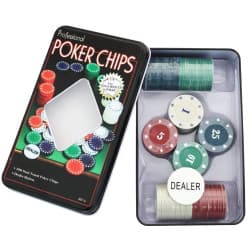 Kidoyz Adult Casino Style 100 Pcs Poker Chips Set in a Tin Case with 1 Dealer Button (Classic Multiplayer Game)