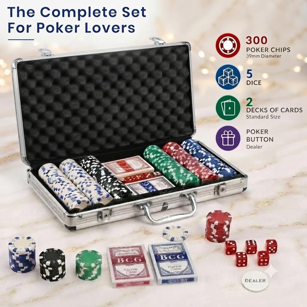 Kidoyz 300 Pcs Casino Style Poker Chips (11.5 Grams) Set with Aluminium Case — view 2