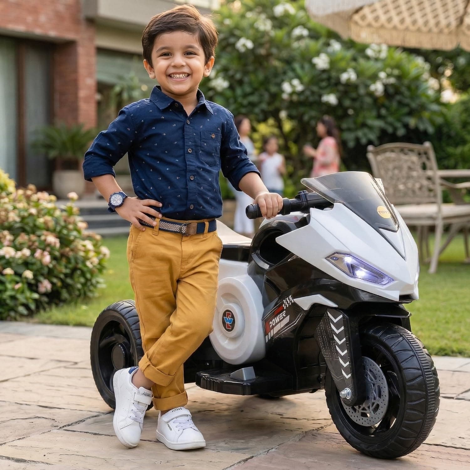 Kidoyz Ranger X Electric Bike (White) | 6V Rechargeable Bike for Kids with 4.5Ah Battery | LED Lights, Music, MP3/USB/BT | Smooth Acceleration | 6M Battery Warranty | Age 2-8 Years, Up to 35kg — view 4
