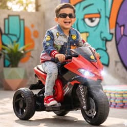 Kidoyz X Electric Bike (Red) | 6V Rechargeable Bike for Kids with 4.5Ah Battery | LED Lights, Music, MP3/USB/BT | Smooth Acceleration | 6M Battery Warranty | Age 2-6 Years, Up to 35kg