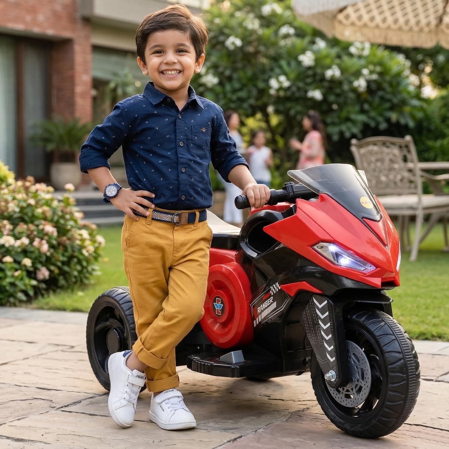 Kidoyz X Electric Bike (Red) | 6V Rechargeable Bike for Kids with 4.5Ah Battery | LED Lights, Music, MP3/USB/BT | Smooth Acceleration | 6M Battery Warranty | Age 2-6 Years, Up to 35kg — view 5