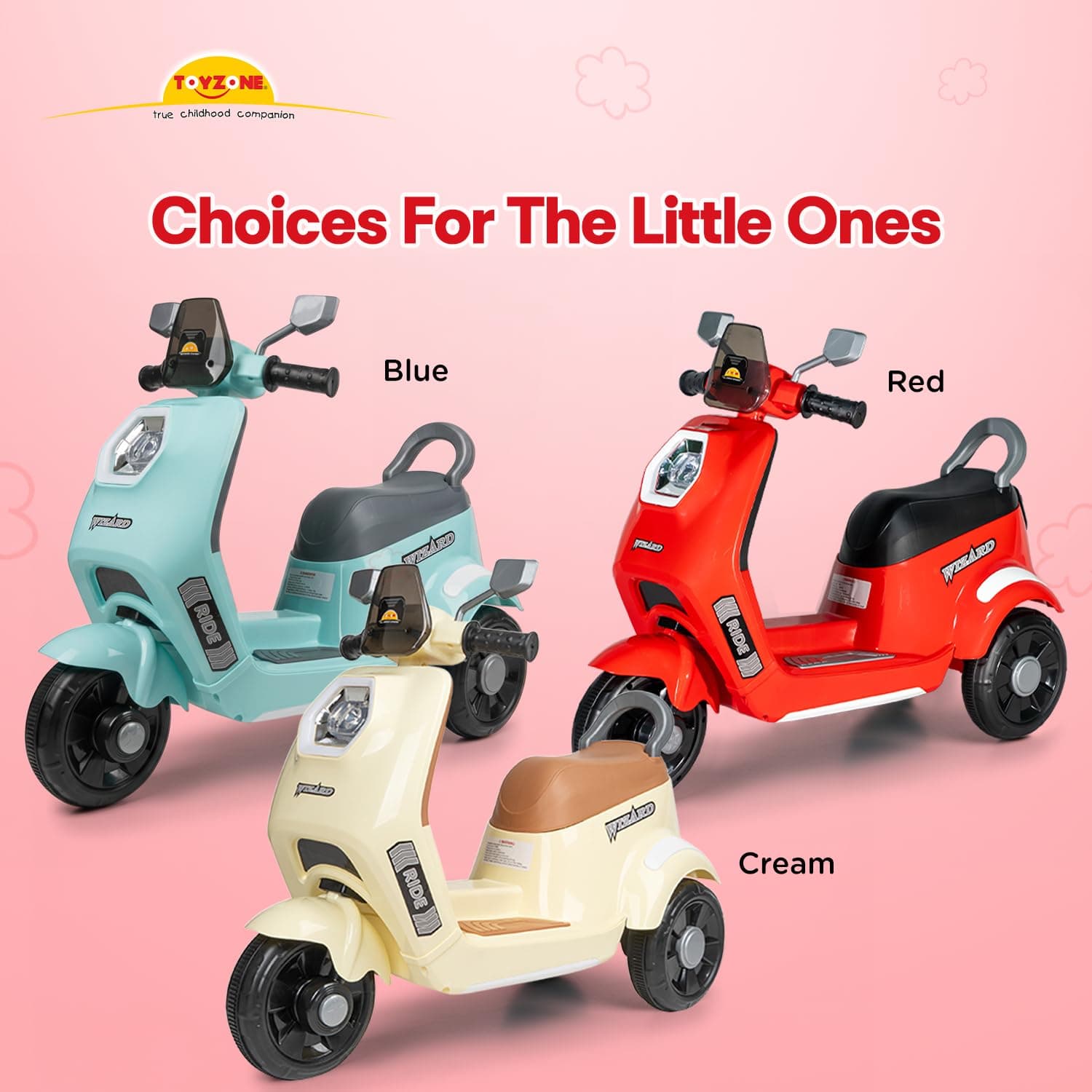 Wizard Electric Scooty | Rechargeable Scooty 6V | Powered by 6.5 ah Battery | Music Player with Bluetoooth & USB | 6 Month Warranty on Battery | Make in India | for Kids 2+ Years (Red) — view 10