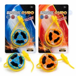 Kidoyz Spark Gyro Battle Spinning Top Toy Set for Kids with Launcher, High Speed Spin Attack Arena Game, Fun Fighting Gyroscope Toys for Boys & Girls Age 3+ (Pack of 2)