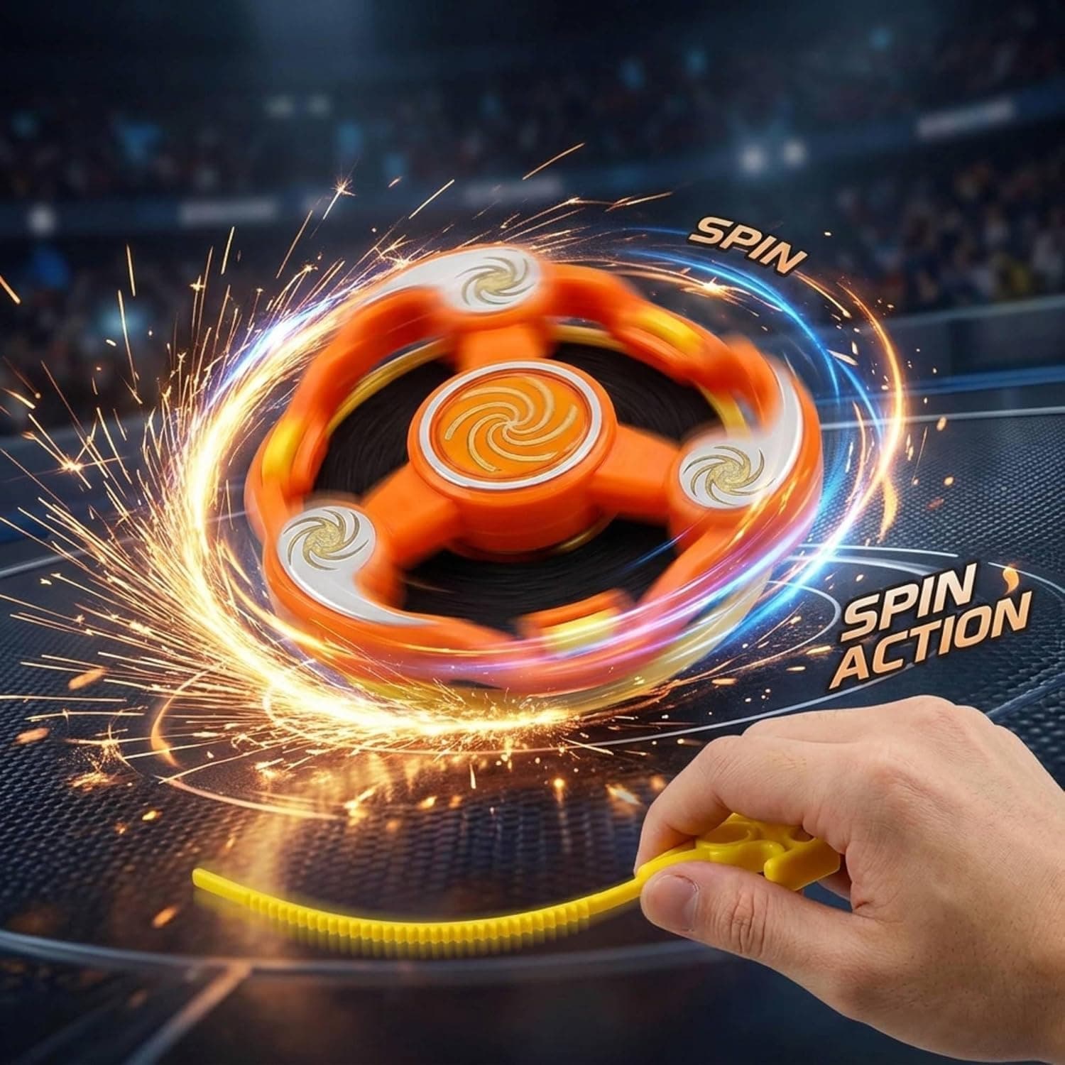 Kidoyz Spark Gyro Battle Spinning Top Toy Set for Kids with Launcher, High Speed Spin Attack Arena Game, Fun Fighting Gyroscope Toys for Boys & Girls Age 3+ (Pack of 2) — view 4