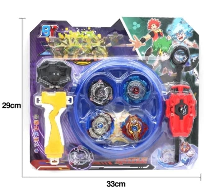Kidoyz Metal Fusion Clash of Tornado Speed Top Stadium Battle with 4 Beys & 2 Launchers (4 Metal TOP and Plastic Stadium) — view 3