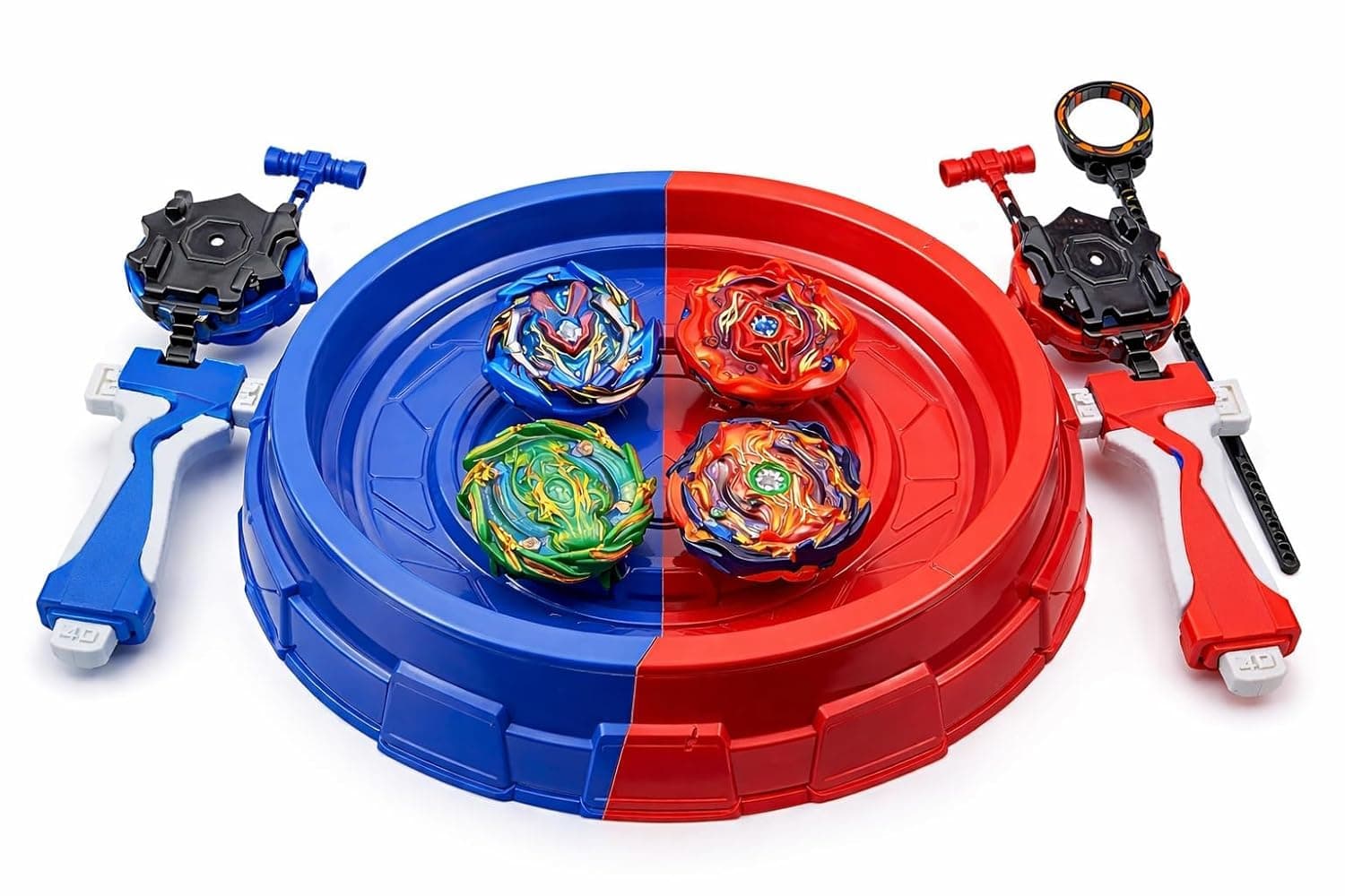 Kidoyz Metal Fusion Clash of Tornado Speed Top Stadium Battle with 4 Beys & 2 Launchers (4 Metal TOP and Plastic Stadium) — view 4