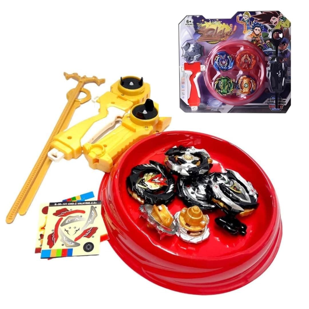 Kidoyz Metal Fusion Clash of Tornado Speed Top Stadium Battle with 4 Beys & 2 Launchers (4 Metal TOP and Plastic Stadium) — view 7