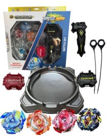 Kidoyz Beyblade Battle God Layer Battle Stadium Attack Defense Balance Stamina' The Complete Pack Metal Ringed Spinner Burst with Launcher(2 top + 2 Layer, 2 x Launcher,2 Cord and 1 Grip)
