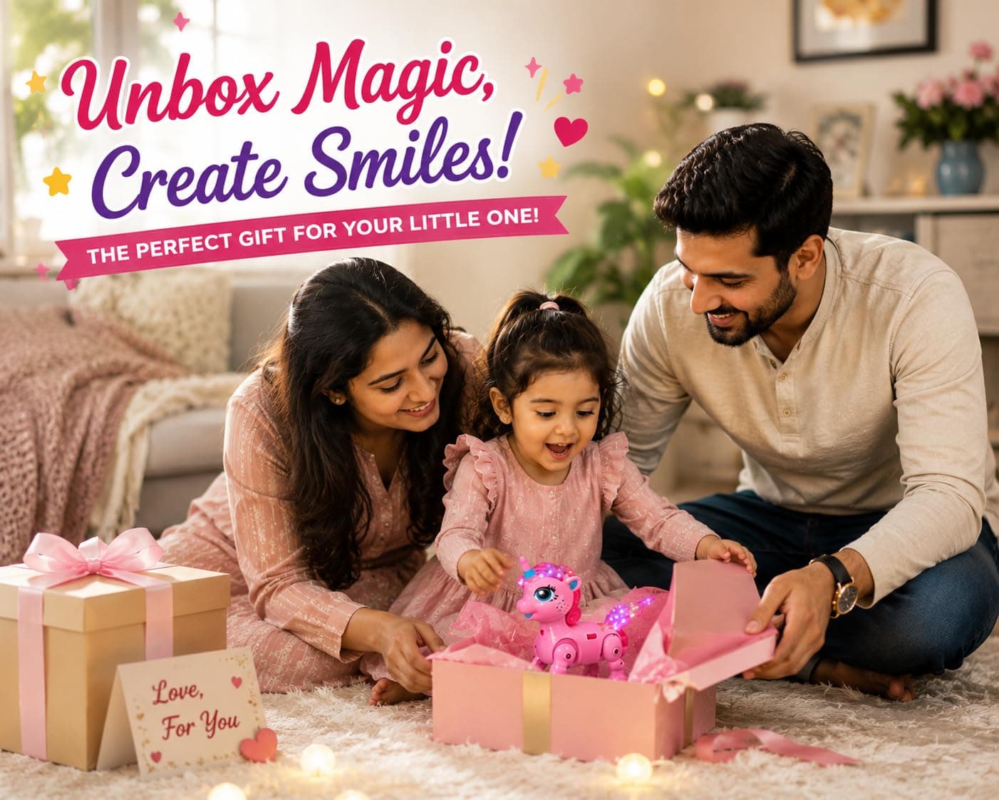 Pink Unicorn Walking Toy for Kids 3+ Years | Battery Operated Musical Unicorn with LED Flashing Lights, Automatic Walking Action, Sound Effects | Interactive Toy Gift for Boys & Girls — view 2