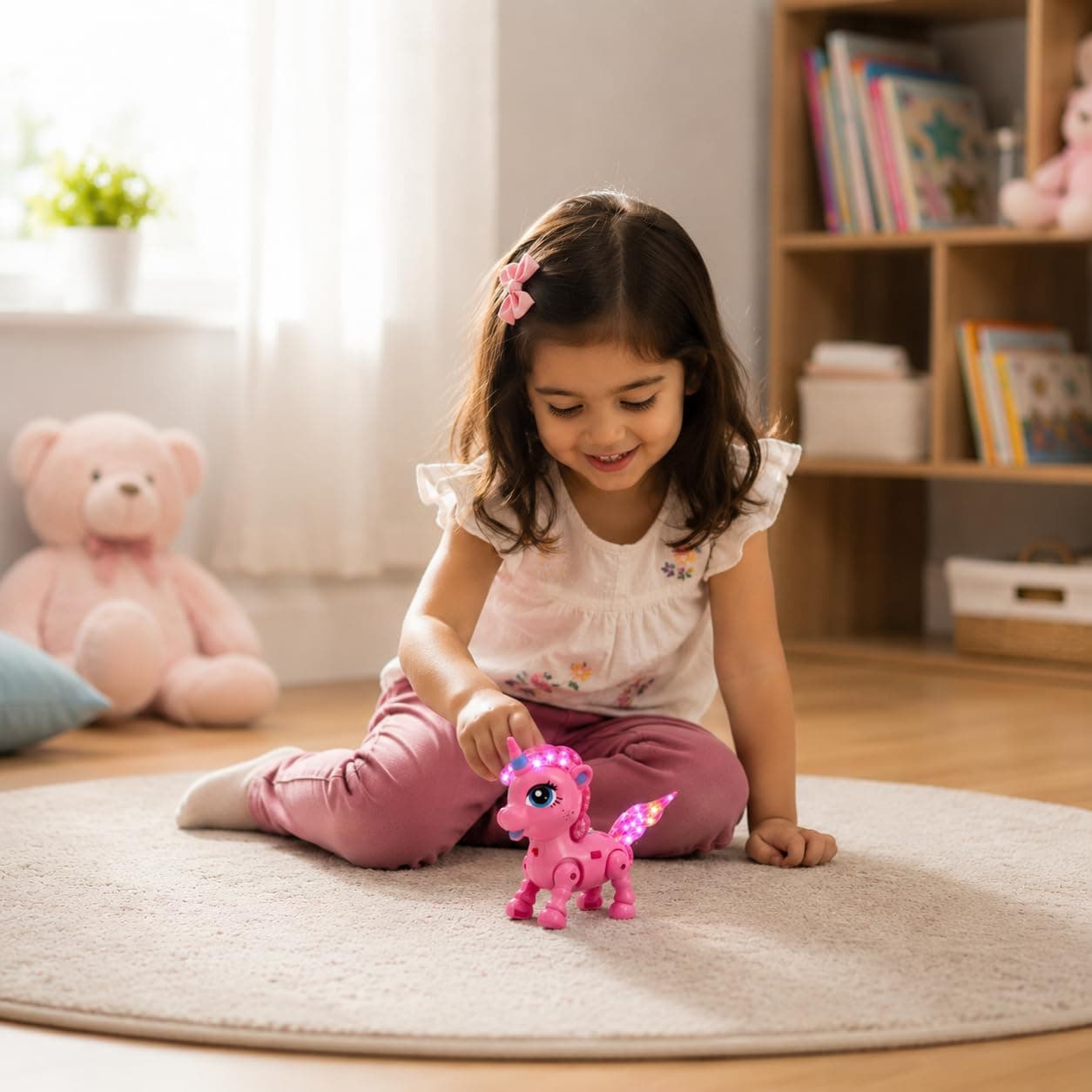 Pink Unicorn Walking Toy for Kids 3+ Years | Battery Operated Musical Unicorn with LED Flashing Lights, Automatic Walking Action, Sound Effects | Interactive Toy Gift for Boys & Girls — view 3