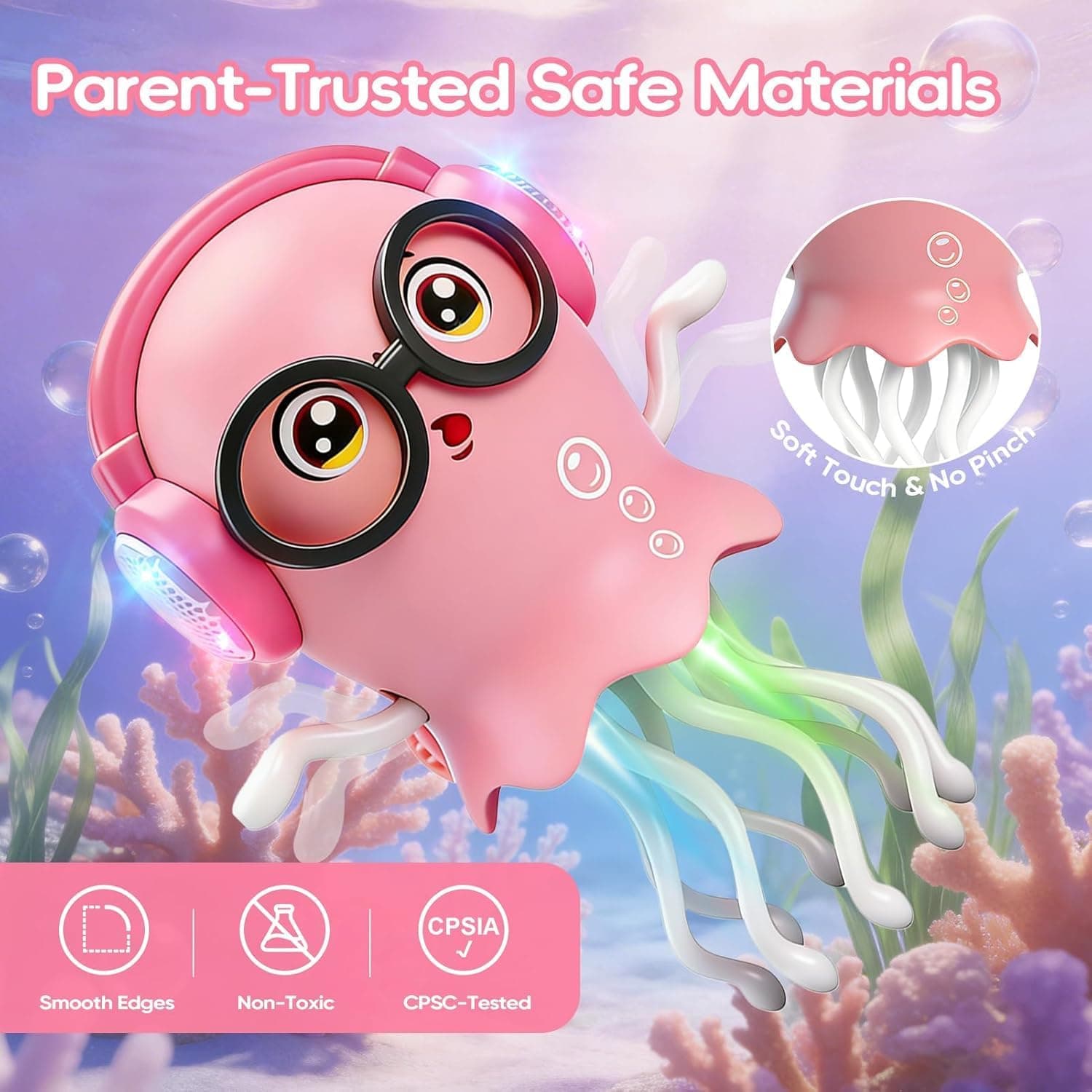 Electric Dancing Jellyfish Toy with Music Light - Cute Musical Octopus with Headphone for Kids Girls Boys - Moving Walking Dancing Jelly Fish Toy for 3+ Years — view 3