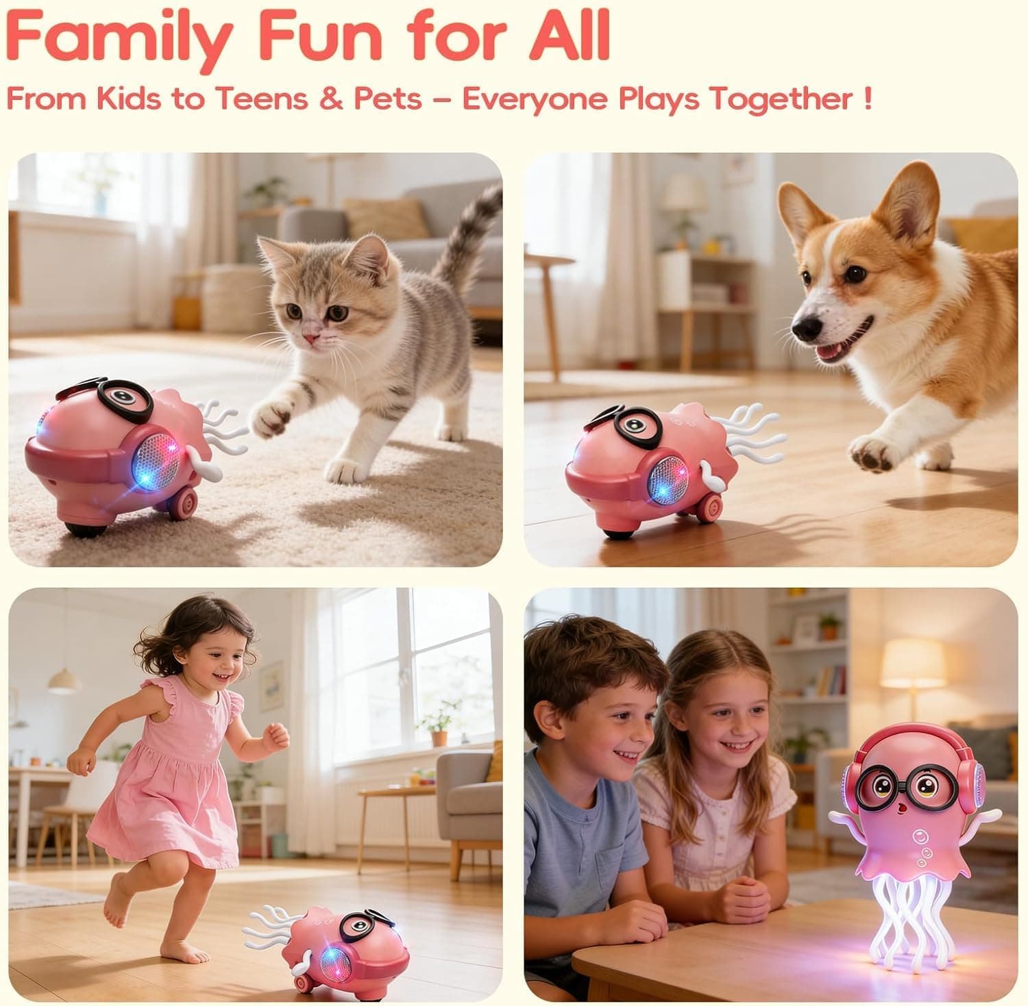 Electric Dancing Jellyfish Toy with Music Light - Cute Musical Octopus with Headphone for Kids Girls Boys - Moving Walking Dancing Jelly Fish Toy for 3+ Years — view 8