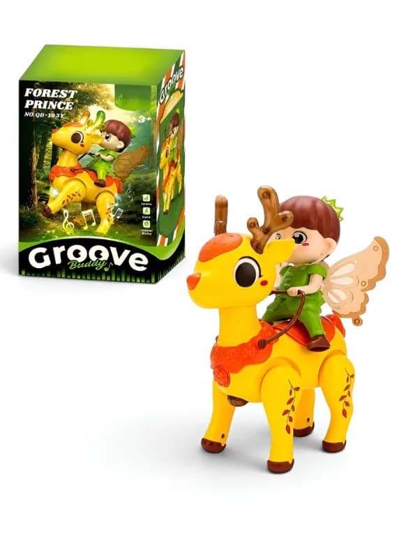 Forest Prince Walking Musical GROOVE Deer Toy | Fairy Boy Rider with  LED Lamp Light & Music | Battery Operated Walking Animal Toy |  Educational Gift for Boys & Girls | Ages 3+