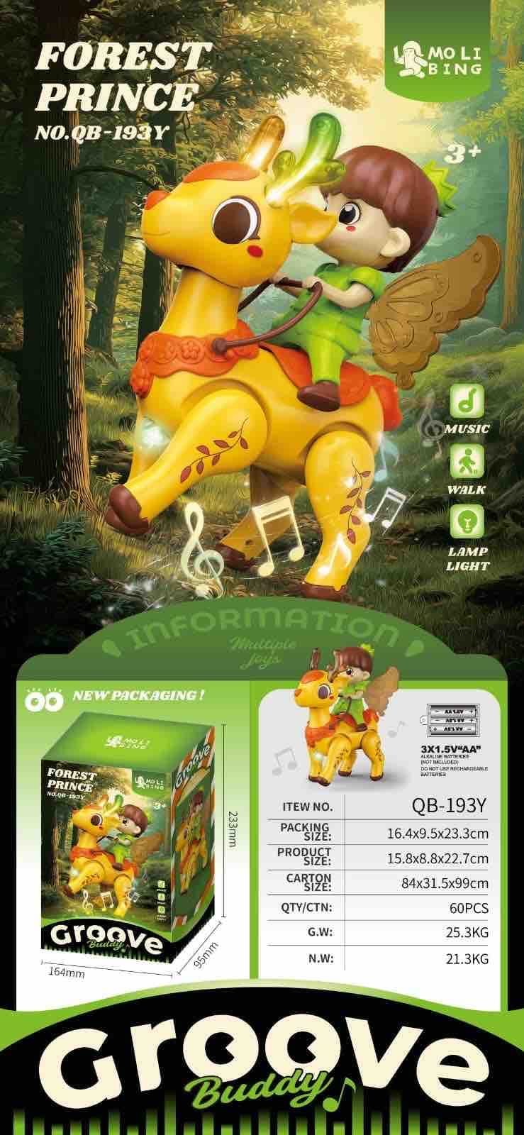 Forest Prince Walking Musical GROOVE Deer Toy | Fairy Boy Rider with  LED Lamp Light & Music | Battery Operated Walking Animal Toy |  Educational Gift for Boys & Girls | Ages 3+ — view 2