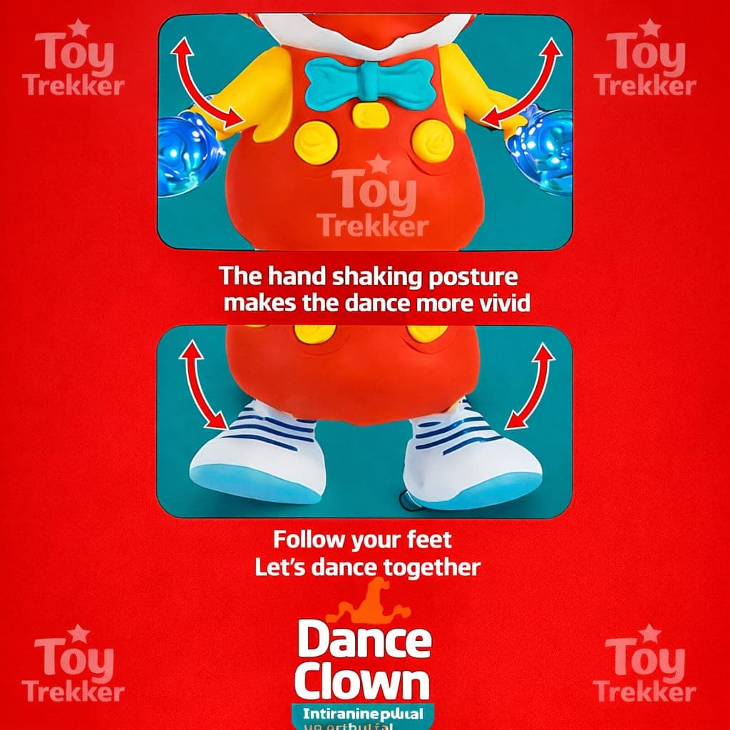 Dancing Clown Toy for Kids with Music, Lights & Bump-and-Go Action | Musical Walking Robot | Funny Clown for Toddlers, Boys & Girls (3+ Years, Battery Operated) — view 6
