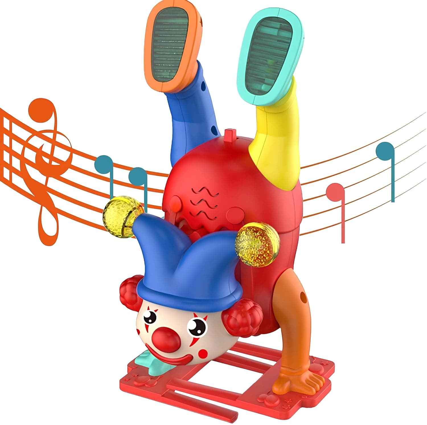 Upside Down Musical Clown Handstand Walking Joker Toys with 3D LED Light Flashing and Sound Toys for Babies Toddlers Age 3+ Years - Pack of 2pcs