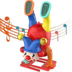 Upside Down Musical Clown Handstand Walking Joker Toys with 3D LED Light Flashing and Sound Toys for Babies Toddlers Age 3+ Years - Pack of 2pcs