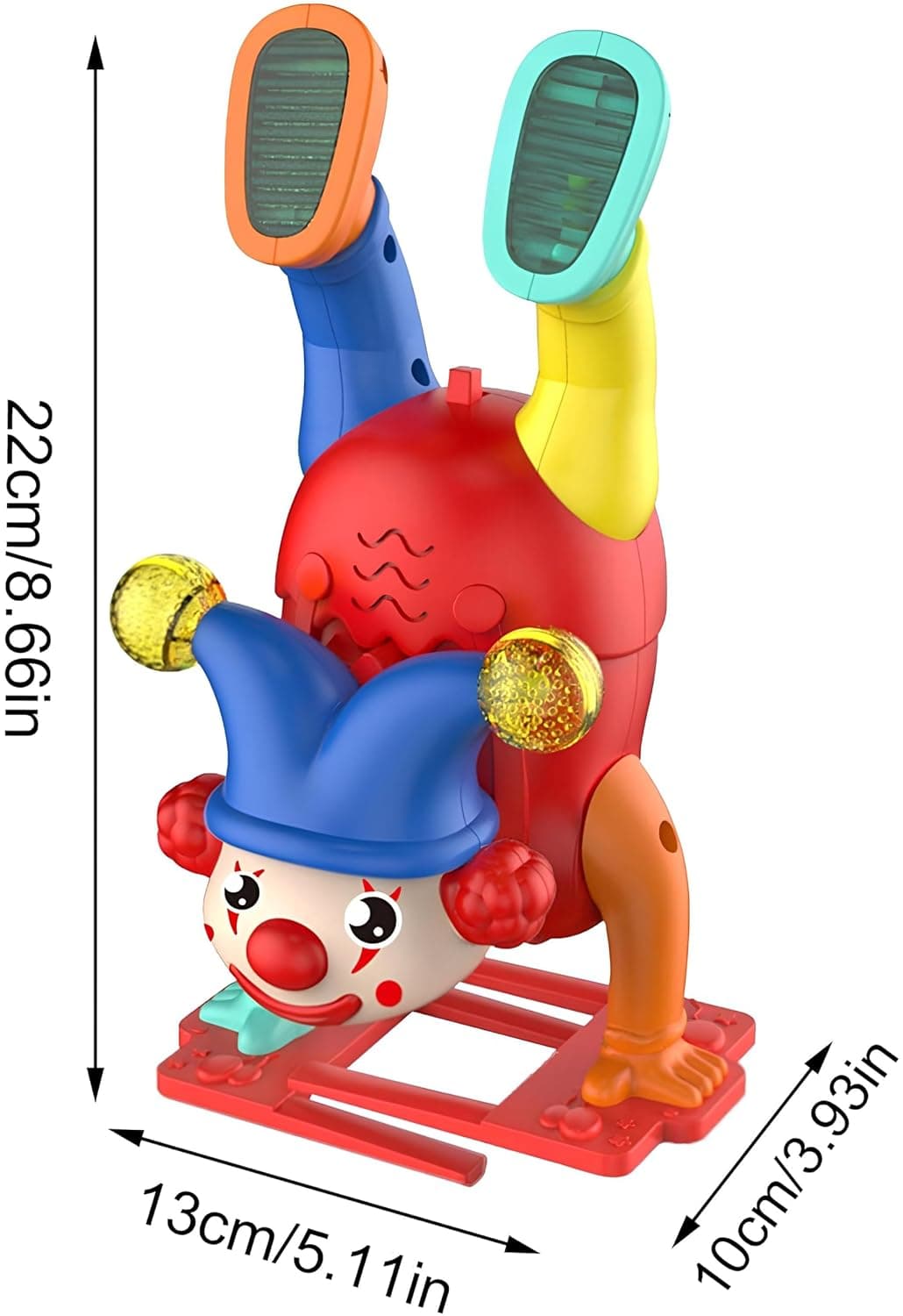 Upside Down Musical Clown Handstand Walking Joker Toys with 3D LED Light Flashing and Sound Toys for Babies Toddlers Age 3+ Years - Pack of 2pcs — view 3