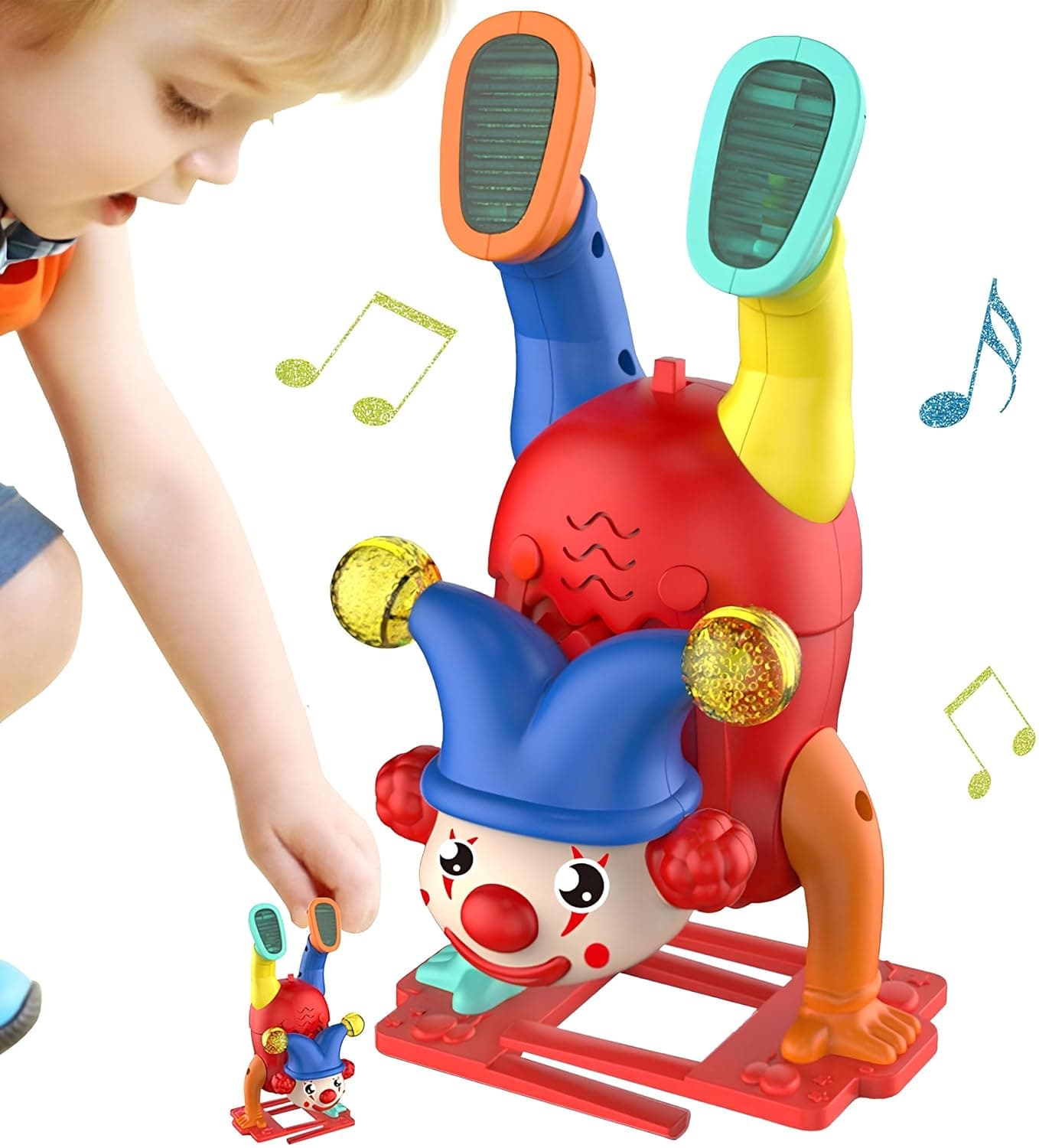 Upside Down Musical Clown Handstand Walking Joker Toys with 3D LED Light Flashing and Sound Toys for Babies Toddlers Age 3+ Years - Pack of 2pcs — view 5