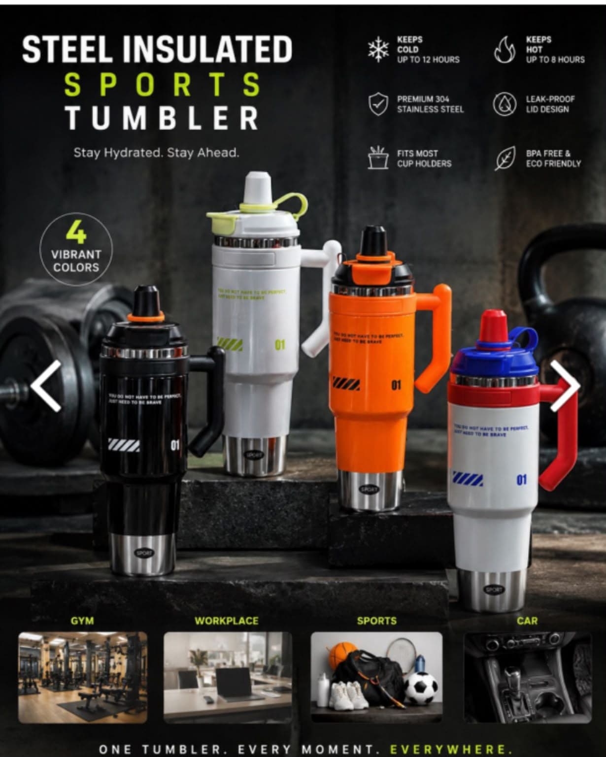 Tumbler | 900 ml | Style 2 | Color as per Stock dispatched | Pack of 1 Pc