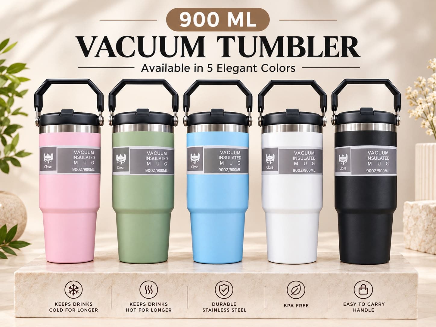 Tumbler | 900 ml | Style 3 | Color as per Stock dispatched | Pack of 1 Pc