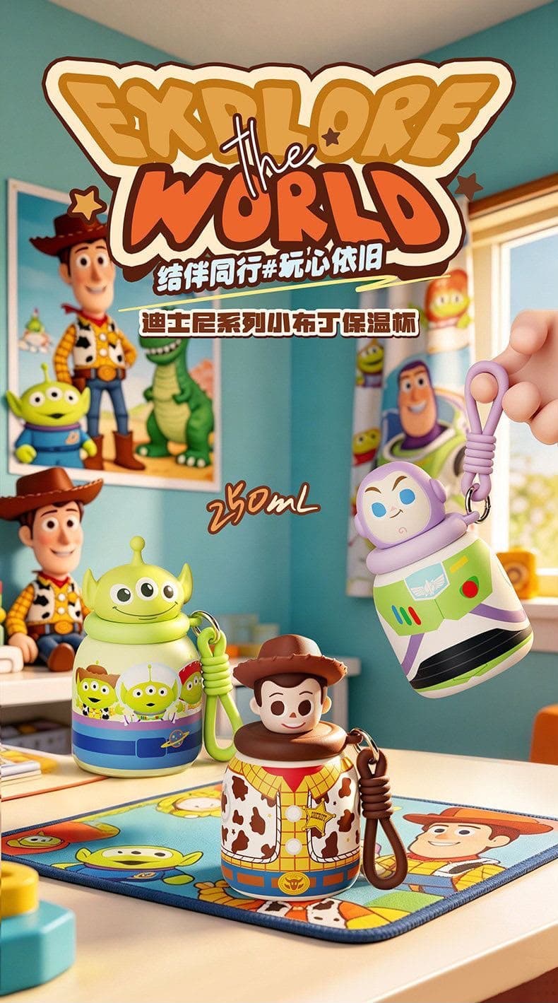 Toy Story Water Bottle for Kids | 250 ml | Color as per Stock dispatched | Pack of 1 Pc