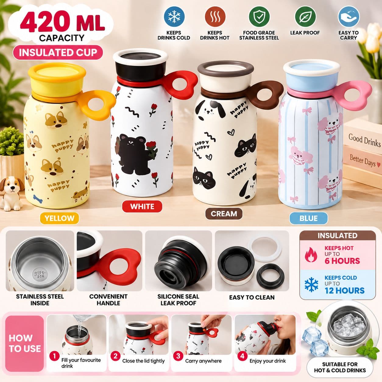 Milk Bottle | 420 ml | Color as per Stock dispatched | Pack of 1 Pc