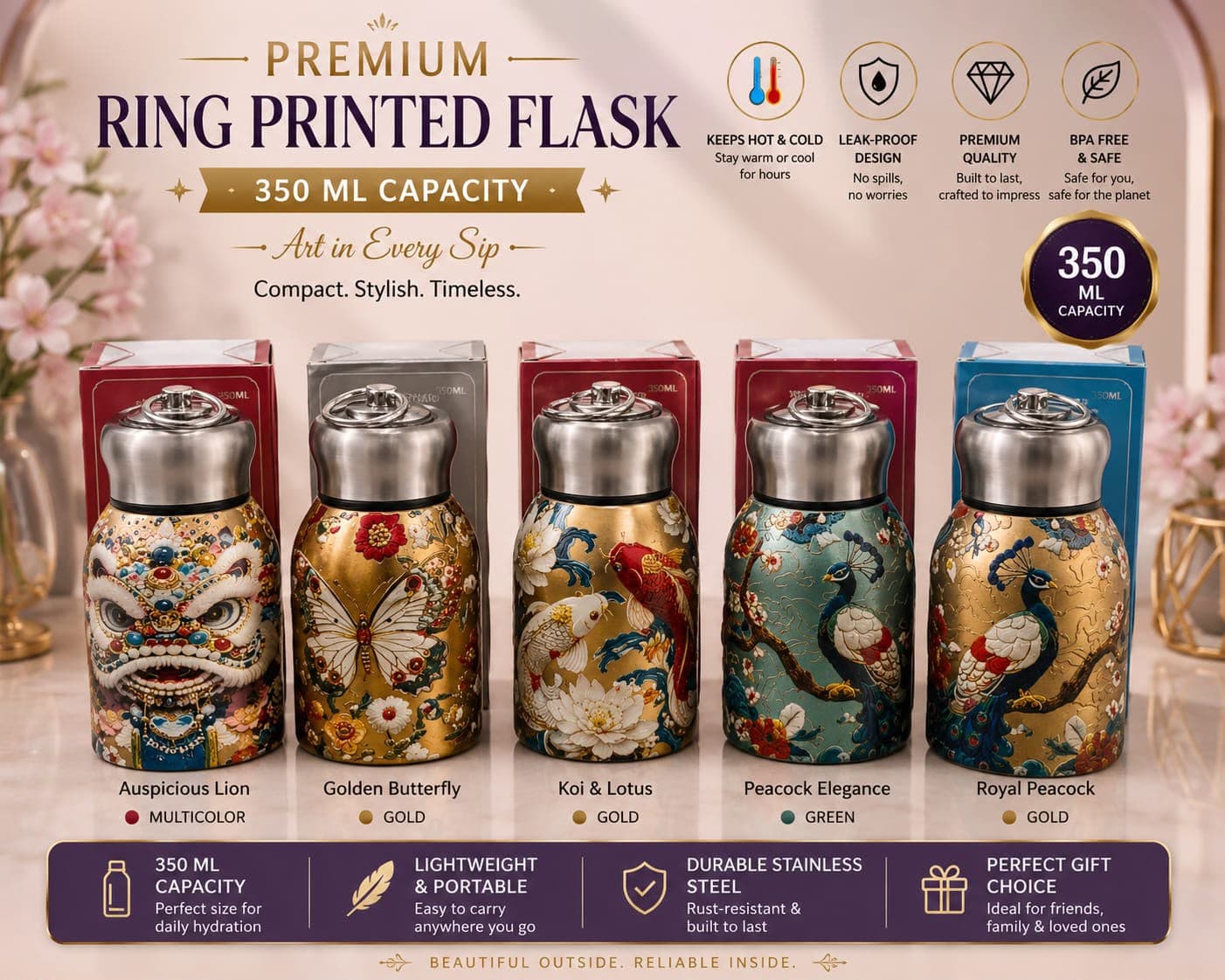 Water Bottle | Style 3 | Color as per Stock dispatched | Pack of 1 Pc