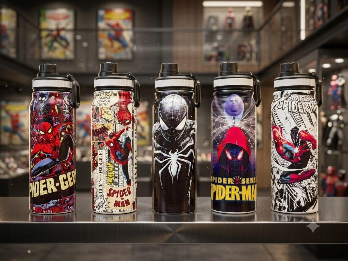 Spider-Man Water Bottle for Kids | 800 ml | Color as per Stock dispatched | Pack of 1 Pc