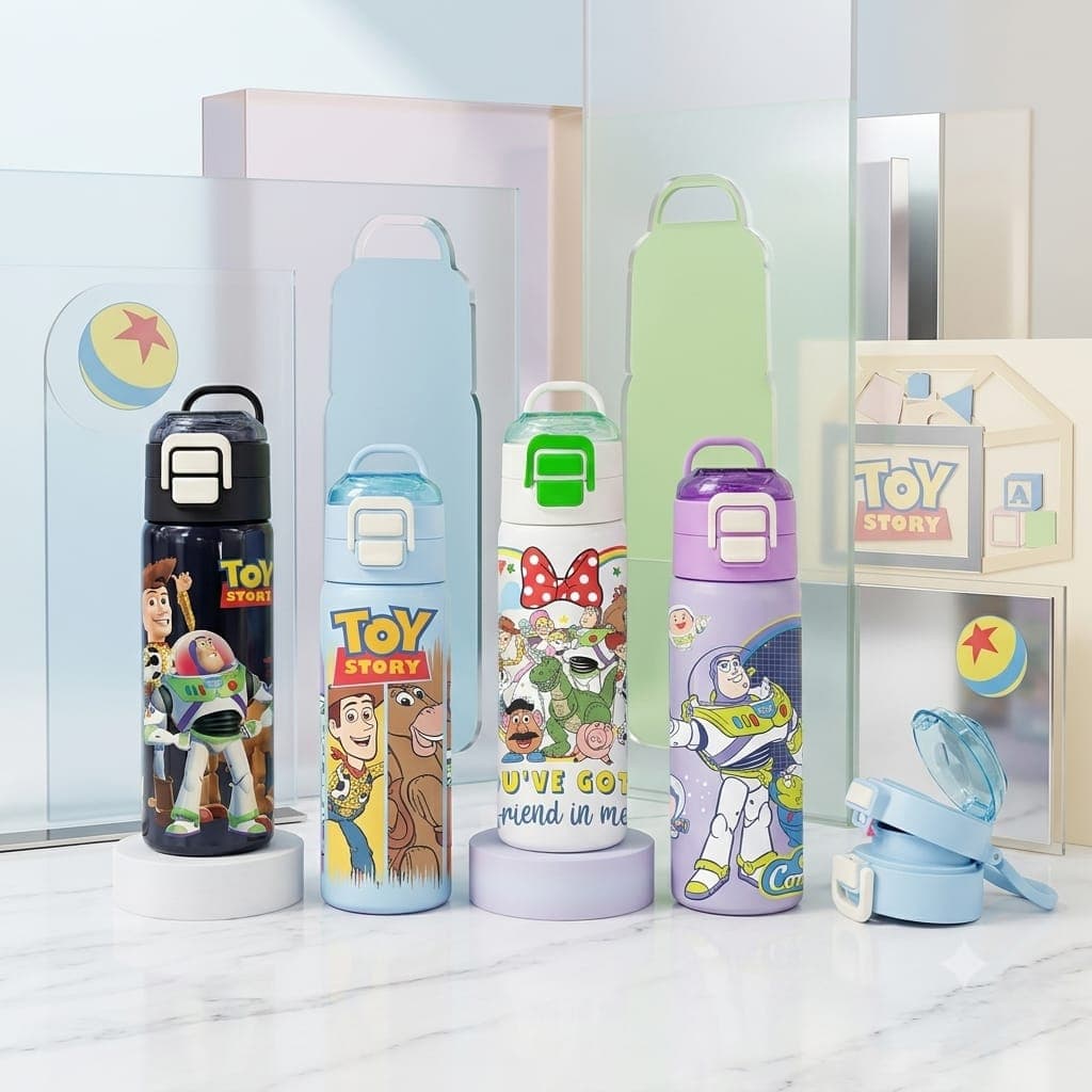 Toy Story Water Bottle for Kids | 500 ml | Color as per Stock dispatched | Pack of 1 Pc