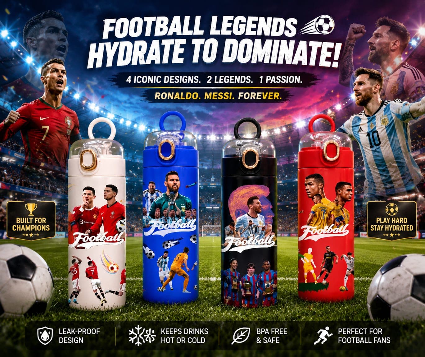Football Water Bottle for Kids | 420 ml | Color as per Stock dispatched | Pack of 1 Pc
