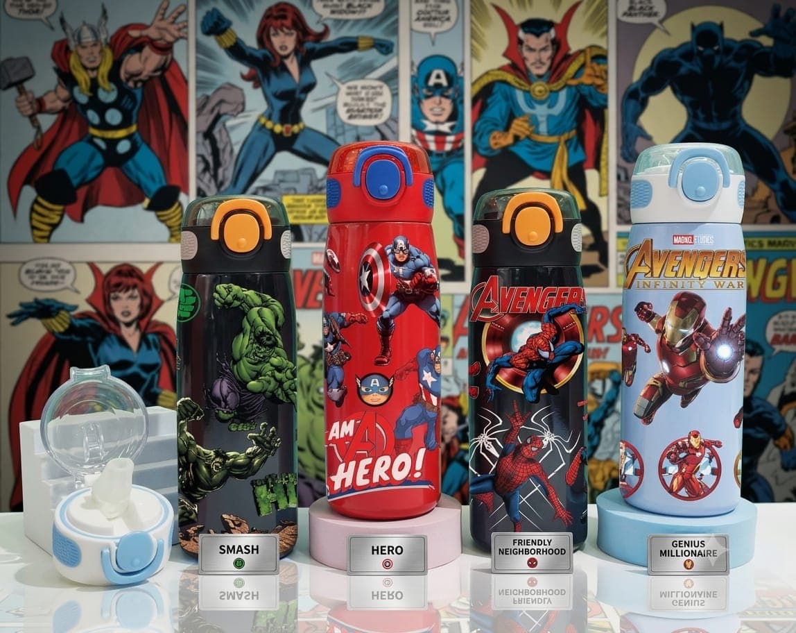 Avengers Water Bottle for Kids | 620 ml | Color as per Stock dispatched | Pack of 1 Pc