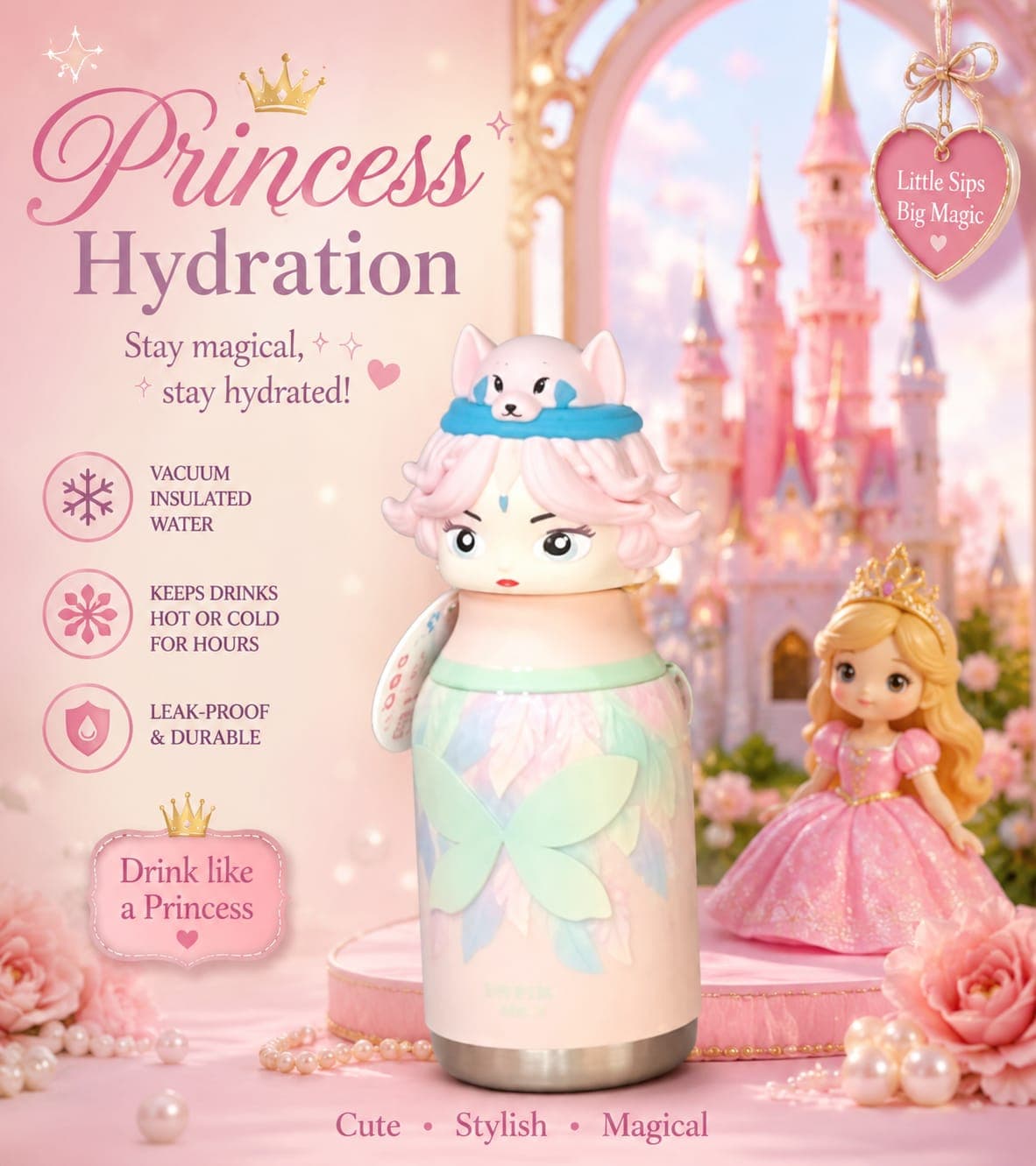 Water Bottle for Kids | 450 ml | Style 3 | Color as per Stock dispatched | Pack of 1 Pc — view 2