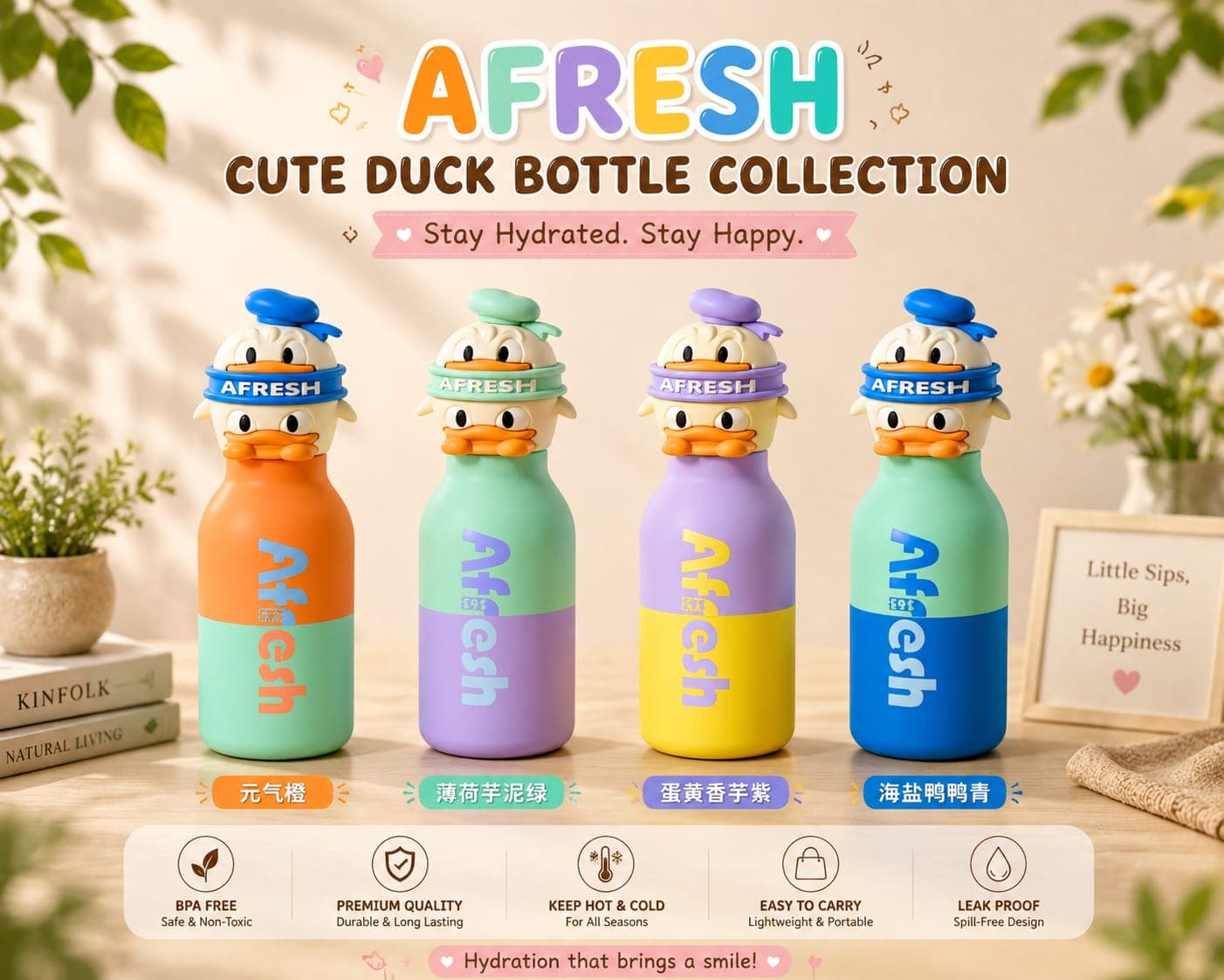 Water Bottle for Kids | 450 ml | Style 4 | Color as per Stock dispatched | Pack of 1 Pc — view 2