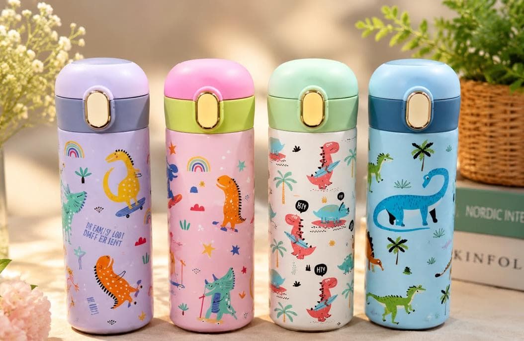 Dino Insulated Water Bottle for Kids | Color as per Stock dispatched | Pack of 1 Pc — view 2