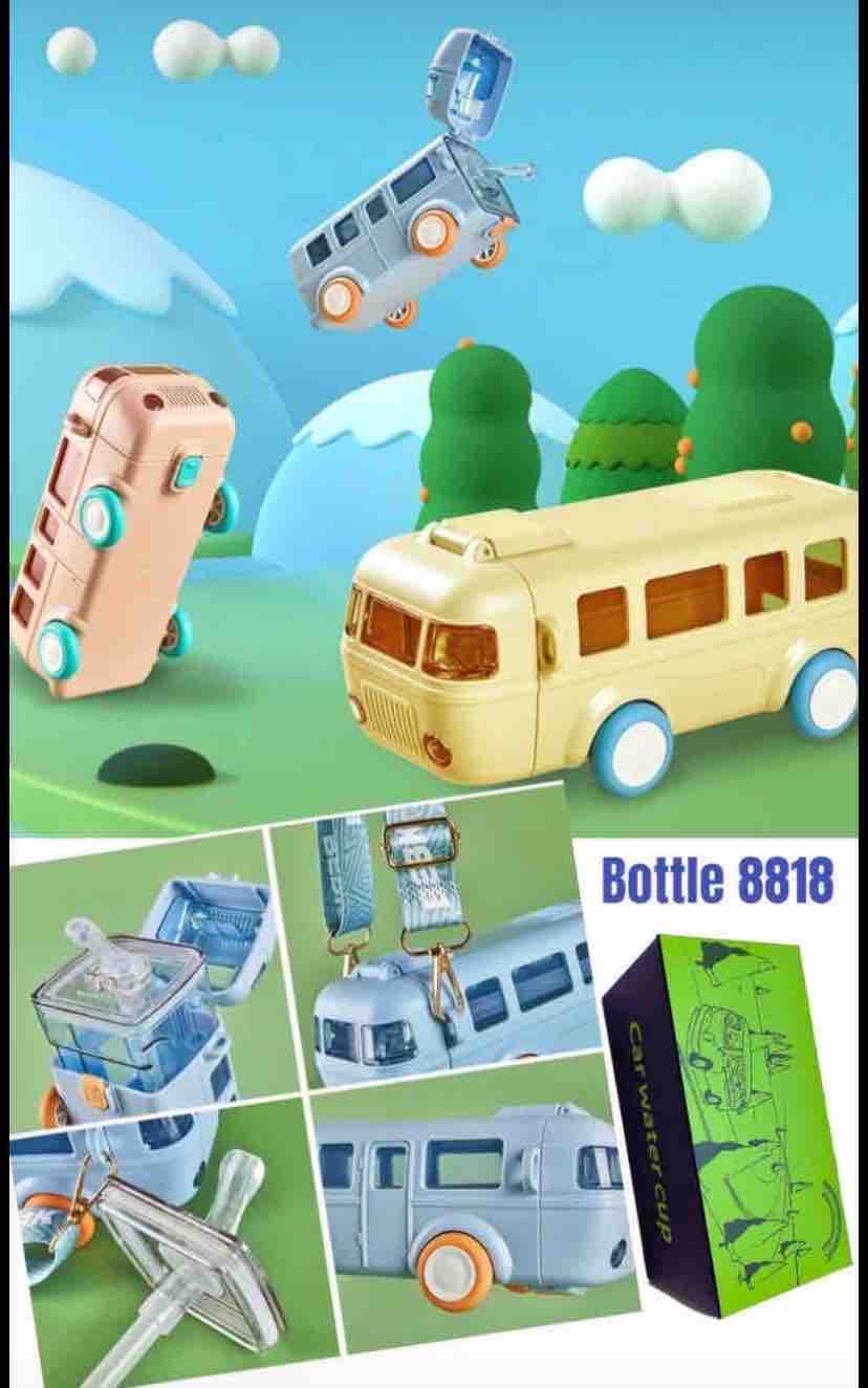 Bus Shaped Water Bottle for Kids | Color as per Stock dispatched | Pack of 1 Pc