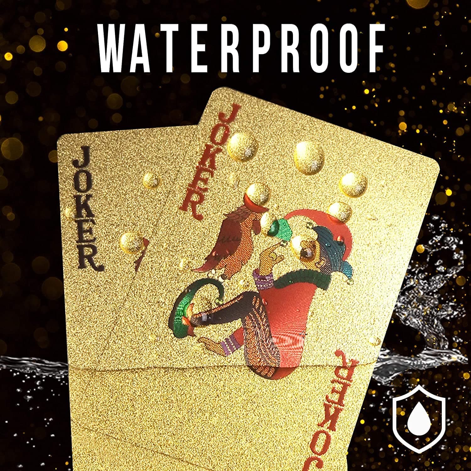 Gold Deck of Waterproof Cards, Flexible PVC Plastic Playing Cards Premium Poker Cards Waterproof Playing Cards Washable Flexible Use for Party Game — view 2