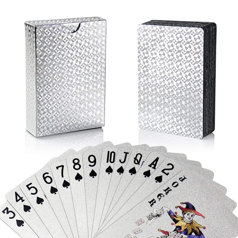 Silver Deck of Waterproof Cards Flexible Use for Party Game PVC Silver Playing Cards — view 3