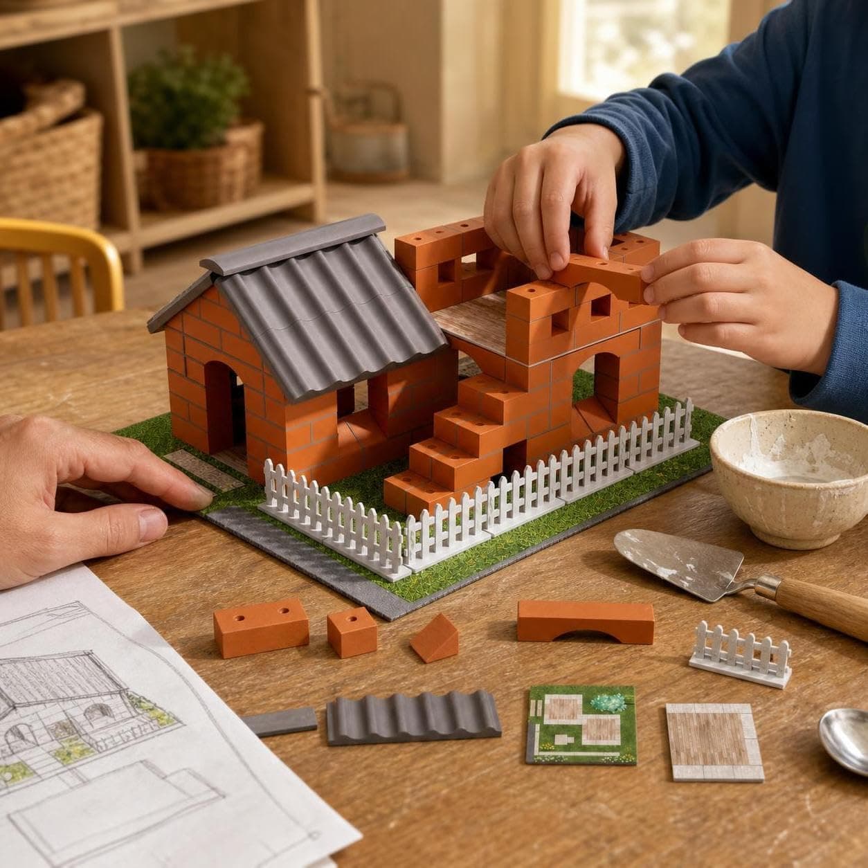 Kidoyz LEGO Style - Starch Cement DIY House Building Kit for Kids, Reusable Brick and Tile Construction Toy — view 2