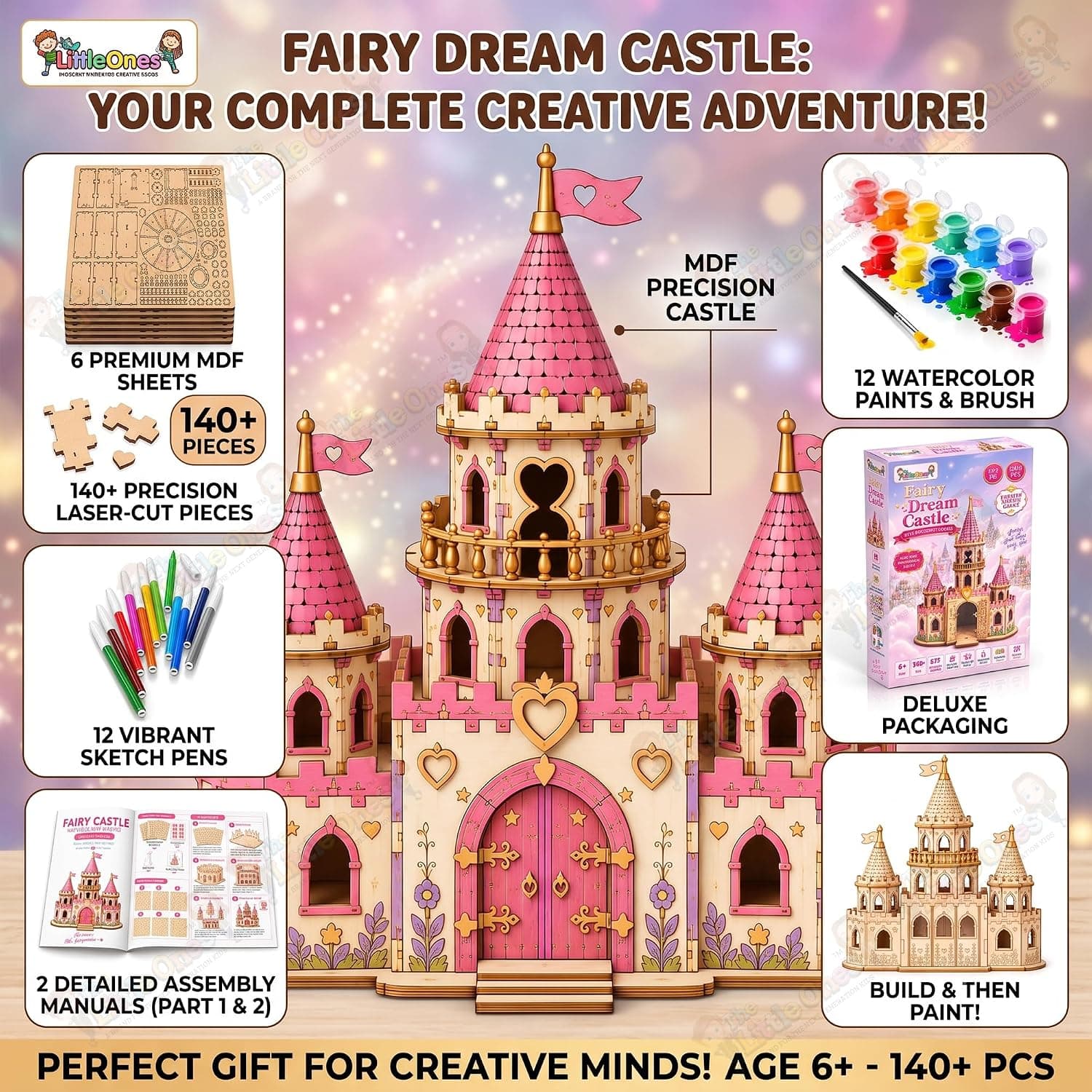 LEGO Style - The Little Ones Building & Construction Sets - 210+ PCS Castle Building Block Toys for Girls Toys for Kids Birthday Gifts DIY STEM Educational Toys for Girls Aged 8-14 Years [Fairy Dream Castle] — view 5