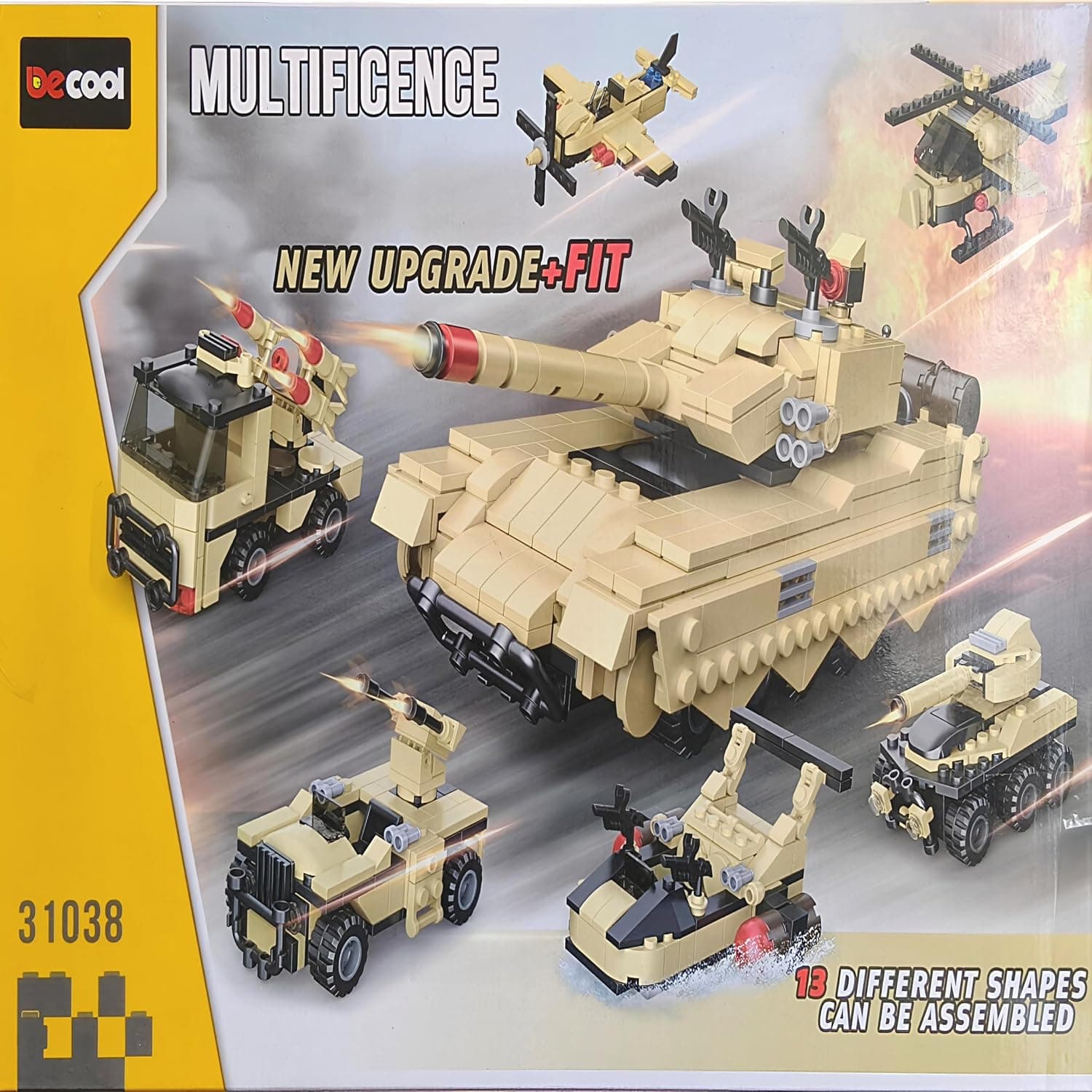 LEGO Style Multificence Building Blocks Tank Set | 724+ Pieces | 13 Different Shapes | Ages 6+ | Model 31038 — view 2