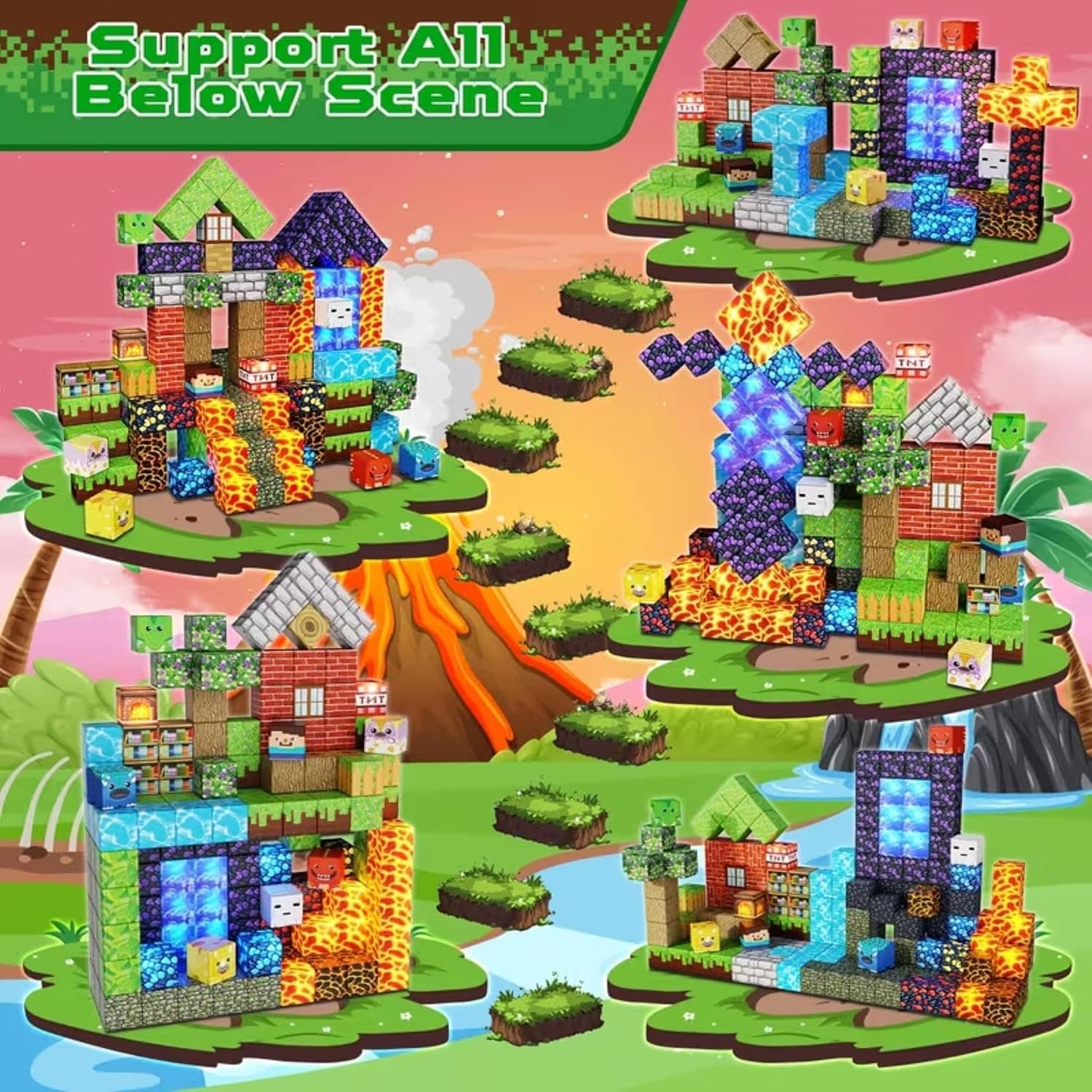 Kidoyz Magnetic Building Blocks for Kids | Creative Construction Block Set with Colorful 3D Cube Pieces | DIY Building Toy for Boys & Girls | STEM Learning Construction Set | Birthday Gift for Kids — view 5