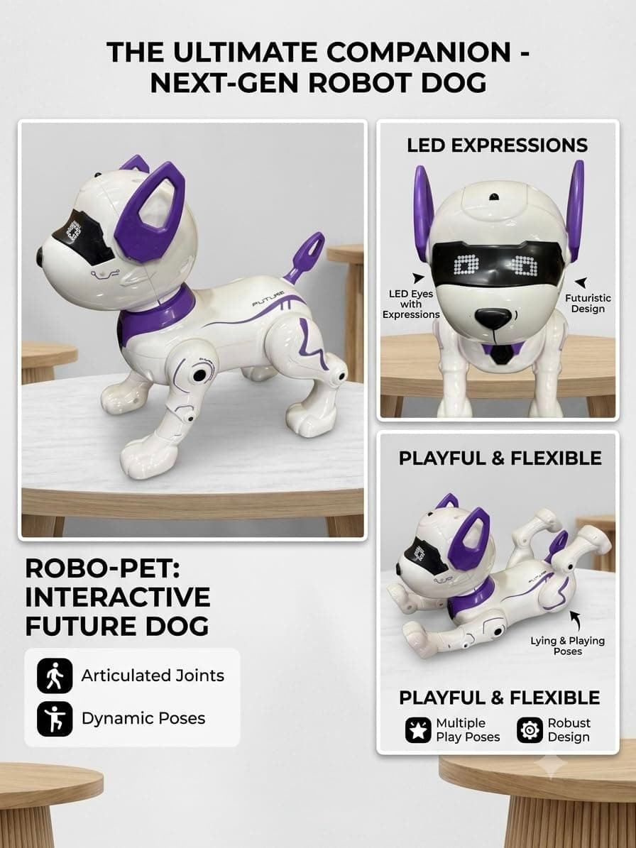 Stunt Robotic Dog Toy for Kids | Remote Control Smart Robot Dog with Music, Dance, Storytelling & Programmable Actions | Rechargeable Interactive Walking Pet Toy for Boys & Girls (Purple) — view 4