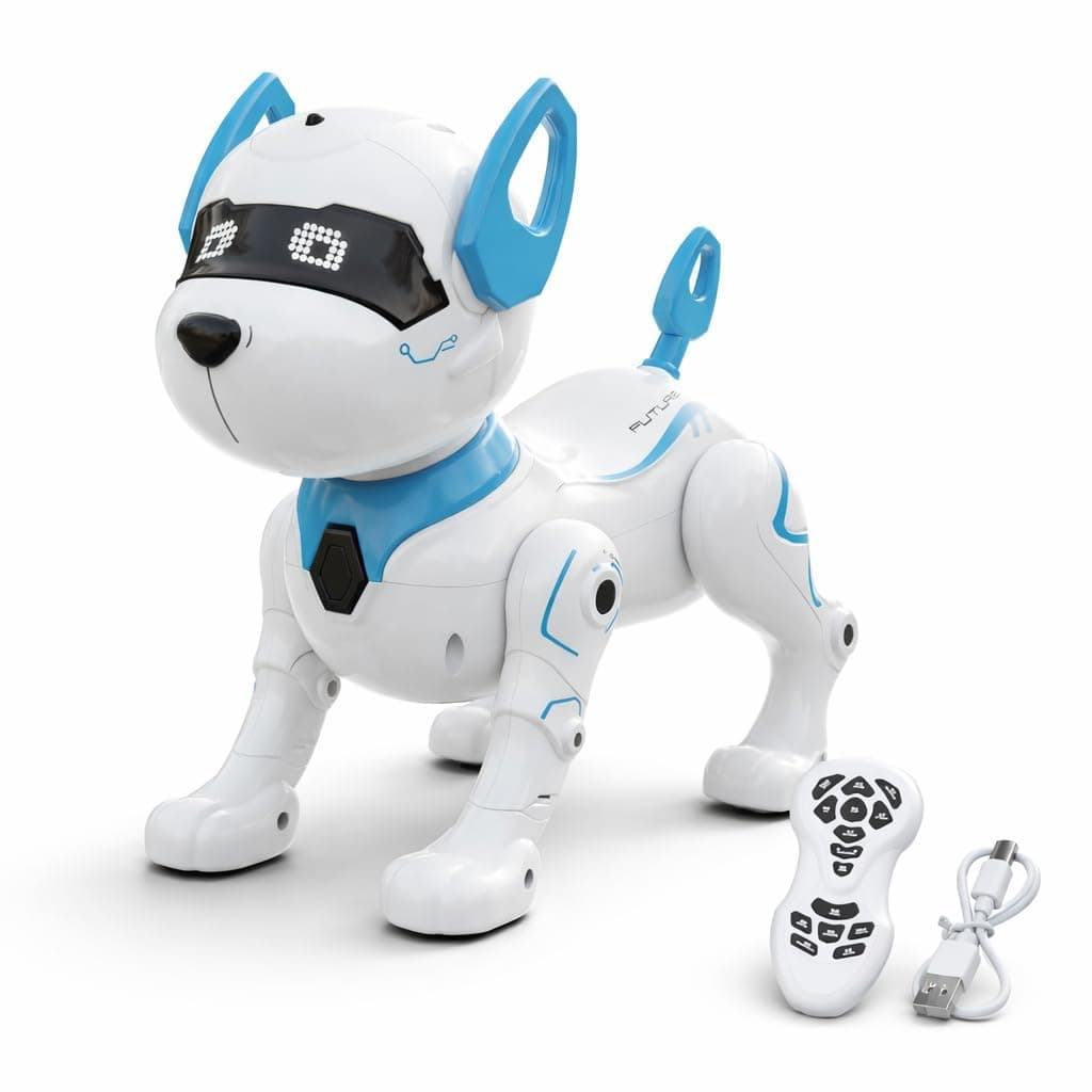 RC Robot Dog Toy for Kids with Touch Control, Walking & Talking Features Smart Robotic Puppy with Lights & Music Interactive Remote Control Pet Toy for Boys & Girls (White)