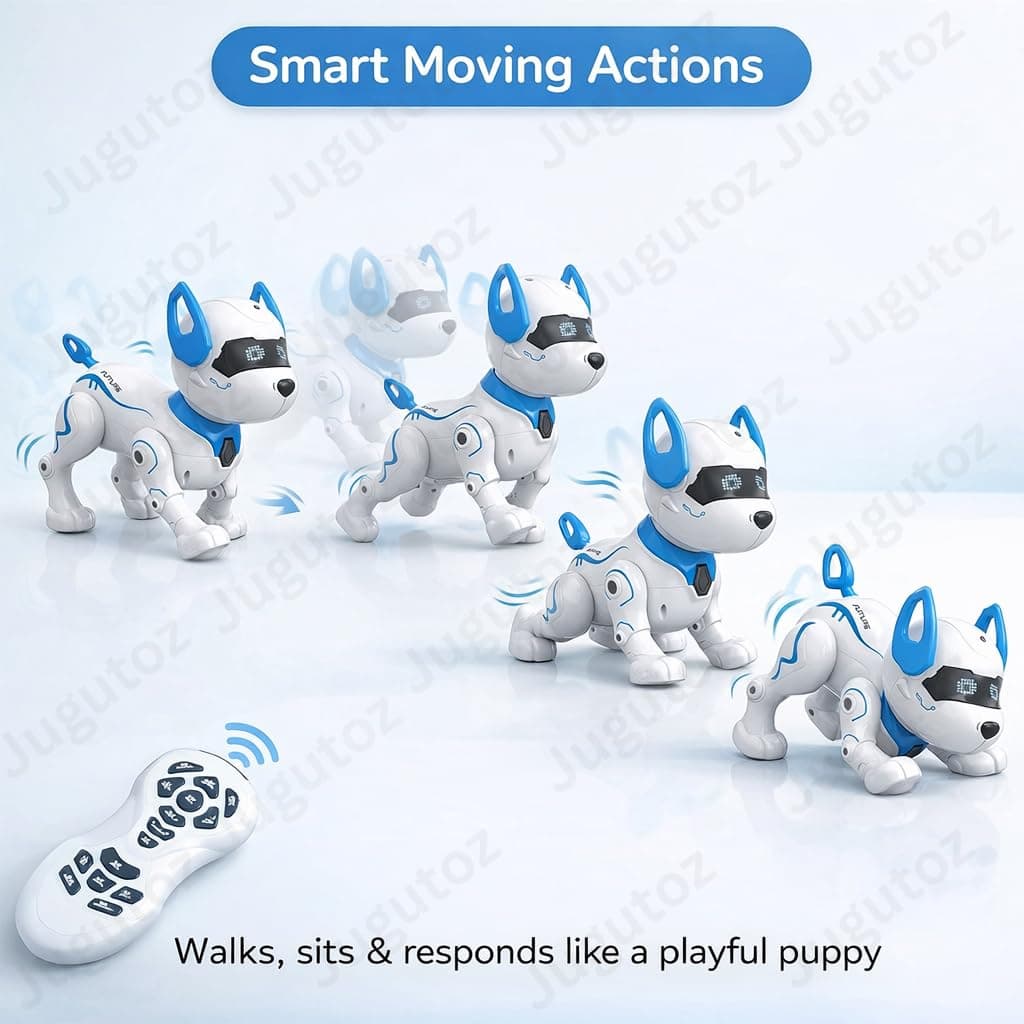 RC Robot Dog Toy for Kids with Touch Control, Walking & Talking Features Smart Robotic Puppy with Lights & Music Interactive Remote Control Pet Toy for Boys & Girls (White) — view 2