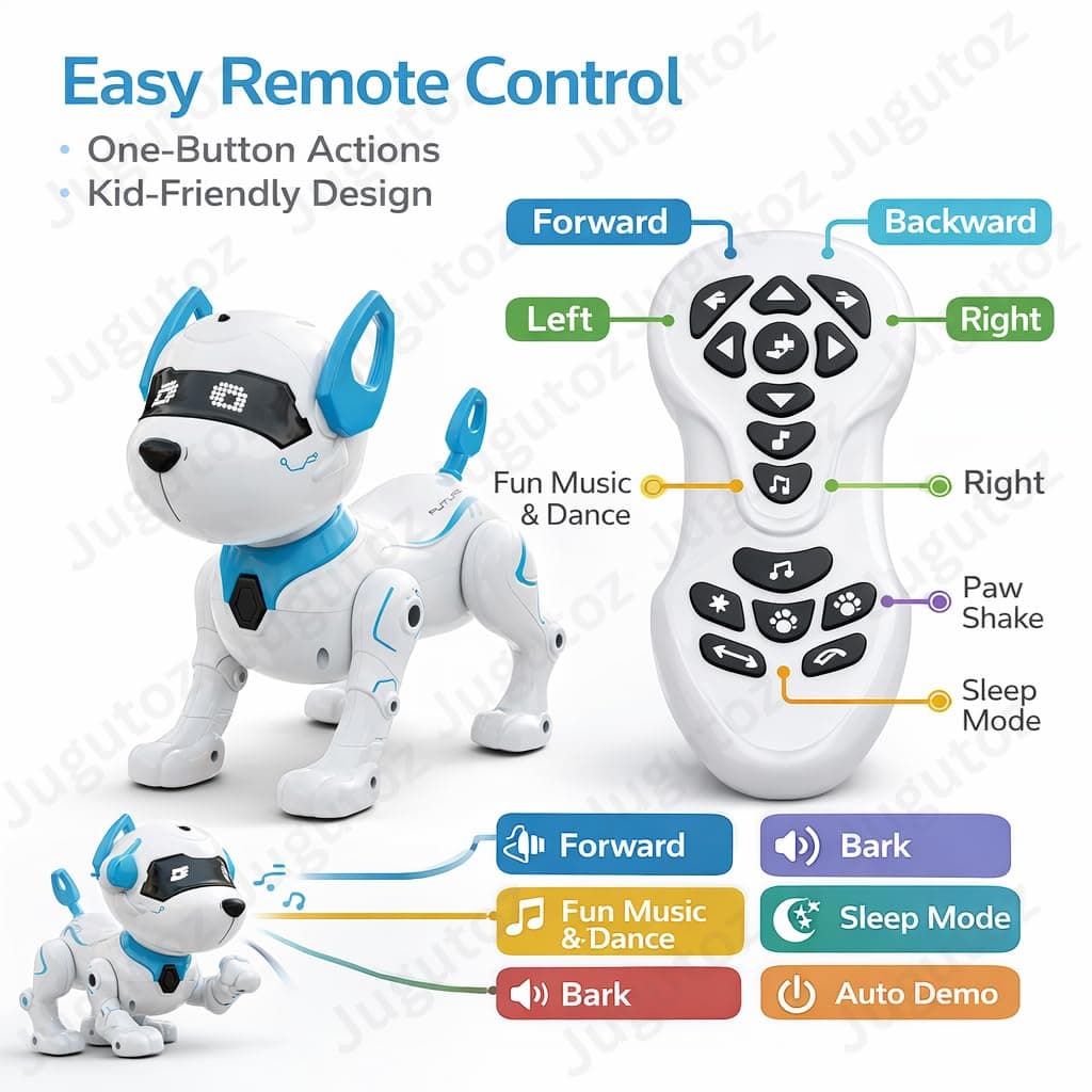 RC Robot Dog Toy for Kids with Touch Control, Walking & Talking Features Smart Robotic Puppy with Lights & Music Interactive Remote Control Pet Toy for Boys & Girls (White) — view 5