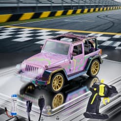 Kidoyz 1:16 Scale Remote Control Classic Jeep with Music & Lights, 2.4GHz Full Function Radio Control Vehicle, Adjustable Fine Tuning, Gift for Kids Ages 3+