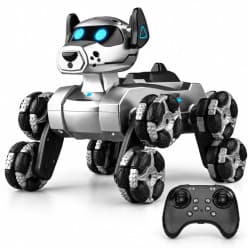 RC Robot Dog Car Toy for Kids, Remote Control Stunt Car with 360° Rotating Wheels, Walking Robot Puppy Vehicle with LED Lights, Interactive Racing Toy Gift for Boys & Girls Ages 3+